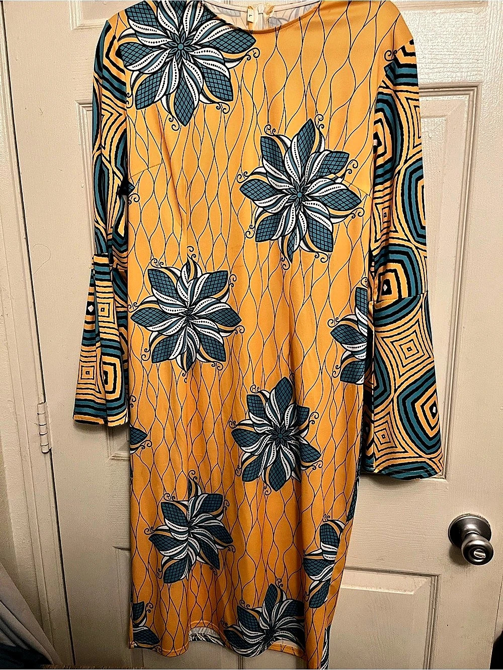 Floral Mini Dress in Orange & Blue Size Large